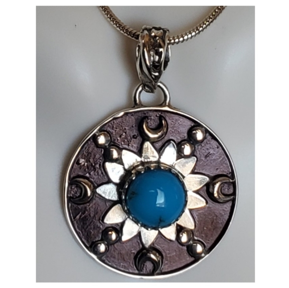Genuine Arizona Turquoise Crescent Moon Pendant